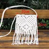 Avondtassen Mode Dames Handtas Stro Schoudertas Voor Dames Witte Handgemaakte Katoenen Touw Hol Geweven Tassel Tas Trend