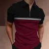 Camisetas Masculinas Polo Masculina Camisa de Golfe Casual Natal Flaps Manga Curta Fashion Basic Color Block Summer Regular T-Shirt