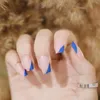 Falska naglar 24st/set mode sommarfärgad falsk nagelpress på kort konst med lim manikyr spets fullt omslag akryl för flickor