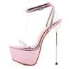 Summer Sandals Pink Sweet Ankle Buckle Strap Women's PVC Transparent Crystal Platform Fashion High Heels Wedding Shoes 230511