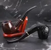 Rökande rör Hot Spot Classic Curved Ebony Circled Pipe med ebenholts 9mm filtrerat handgjorda rör