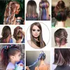 Kawałki włosów Fałszywe kawałki pióra S Rainbow w kolorze akcesoriów bez klipsów Dziewczyny 230621