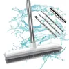 Brooms Dustpans Rubber Broom Multifunctional Telescopic Cleaner Pet Hair Remover Carpet Rake Brush House Floor Dust Mop Sweeper 230621