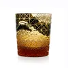 szhome edo kirikoマルチカラー飲料ガラス9オンスアンバーレッドクリスタルウイスキーグラススコッチグラスとギフトボックス