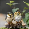 Tuindecoraties Leuke Kunstmatige Uil Beeldjes Miniaturen Mooie Vogels Fairy Home Hars Ambachten Decoratie Accessoires 230621