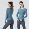 2.0 Fitness Yoga Shirt Femmes Manches Longues Sport Top Élasticité Ras Du Cou Séchage Rapide Respirant Gym Workout Running 2023top lu-777 lululoemon