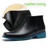 Men's Blue Bottom Chelsea Boots Genuine Leather Ankle Boot Square Toe High-Top Shoes P25D50