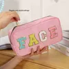 Bolsas de cosméticos Estuches Bolsa de cosméticos a prueba de agua Multi colores Bolsa de nylon Parche de mujerBolsa de cosméticos Parche de letras para mujer Bolsa de maquillaje DIY Adolescentes Artículos de tocador grandes