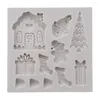 Stampi da forno Sugarcraft Stile natalizio 3D Stampo in silicone Fondente Caramelle Strumenti per decorare torte Cioccolato Gumpaste Carino