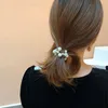 Fashion Pearl Crystal Rhinestone Hair Rope For Women Tie Ponytail Hair Ring Net Red Tie Simple Woven Elastic Headrope