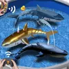 Electricrc Animals RC Shark Robot Children Pool Beach Toy For Kids Boys Girl Fun Water Spray Simulation Whale Submarine Remote Control Fish 230621