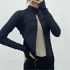 長いヨガの衣装スリーブクロップドスポーツジャケットlu-38女性ジップフィットネスウィンターウォームジムトップアクティブウェアランニングコートワークアウトv3ry