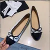 designer Dress shoes Spring and Autumn 100% cowhide letter bow Ballet Dance fashion women black Flat boat shoe Lady leather Trample Lazy Loafers Large size 40-34