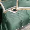 Bedding Sets 2023 Four-piece Fashion Cotton Double Household Bed Sheet Quilt Cover Splicing Design Green Color