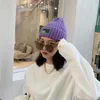 Beanie Skull Caps Personality Street Color Letter Label Winter Knitted Hat for Woman Purple Yellow Pink Orange Hats Warm Cap Bonnets 230621