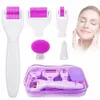 Ansikte massager 6 i 1 Derma Roller Microneedle Kit för kropp 5 Bytesbara huvuden Home Skincare Cosmetic Non Invasive Micro Needle 230621