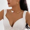 Colliers de perles élégant Goth grand blanc imitation perle collier ras du cou pour femmes boule pendentif clavicule chaîne bijoux de mariage Collares 2023 nouveau 230613