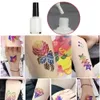 Tatuajes temporales 30 colores Diamond Glitter Tattoo Set Powder Makeup Brush Pegamento Party Face Body Art Kits para niños 230621