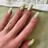 Falska naglar 24st/set mode sommarfärgad falsk nagelpress på kort konst med lim manikyr spets fullt omslag akryl för flickor