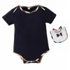 Detaliczne dziecko rompers Summer Noworodek Bawełniany kombinezon Toddler Short Rleeve Onesies Down-Down Kołnierz Niedopisowy kombinezon 0-24 MO 60