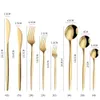 Portugal -stijl roestvrij staal flatware mes vork lepel zilverwerk goud bestek servies set