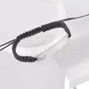 Chain Link Bracelets 5pcs Stainless Steel Hollow Heart Rectangle Blank Bar String Bracelet Black Braided Rope Wirst Woven Hand-knitted