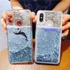 Glitter Quicksand Phone Case Flower Liquid Flow Back Cover Flamingo Unicorn Water Bling Protector per iPhone 14 13 12 11 pro max X Xs XR Xs max 7 8 7P 8P