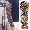 Tatuagens Temporárias 80pcslot Grandes Grandes Adesivos Braço Completo Legal Mangas de Tatuagem Falsa Designs Black Fire Death Skull Rose atacado 230621