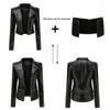 Women's Leather 2023 Spring Autumn Women Black Faux Jacket Casual Zipper Decoration Biker Coat Female Solid Short Outwear S-3XL