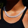 Custom 925 Сплошное серебряное сочетание шириной 9 мм комплект 5A CZ Diamond Collece Cuban Link Chain