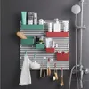 Haken 2 Set Wall Mount Pegboard Combinatie Thuis Keuken Opslag Rekken Organizer Geen Ponsen Peg Board Rack-Groen