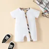 Retail Baby Romper Summer Newborn Cotton Romperstoddler Short Sleeve Onesies Turn-Down Collar Infant Jumpsuit 0-24 Mo 75