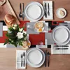 Corredor de Mesa Criativo Geométrico Vermelho Preto Cinza Blocos Corredor de Mesa de Linho Decoração de Mesa para Casamento Cozinha Festa de Férias Casa 230621