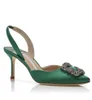 Summer Brand Hangisli Sandals Shoes Women Sligback Square Crystal Satin Toe Lady Dress Party Stiletto klackar EU35-43