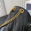 Designerkedja axel axelväska mode vikning vintage läder handväska exklusiv kors kroppspåsar kvällspåsar koppling totes plånböcker damer handväska