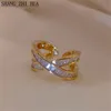 Solitaire Ring Luxury Shiny Zircon Open Rings Wedding Party Girl's Gift Jewelry Korean Fashion Accessories Simple For Woman In 230621