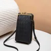 Elegante y exquisito bolso pequeño con clip para mujer 2023 nuevo diamante en relieve Vertical doble capa cero cartera Casual móvil