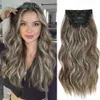 Fryzury falisty klip w długim syntetycznym 6pcsset kawałek Ombre Blond Brown Grube włosy 230621