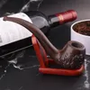 Smoking Pipes Wholesale and direct sales of 9mm filter detachable wood grain curved handle tobacco pipes