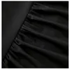 2023 été noir couleur unie robe à manches courtes col montant midi robes décontractées W3L046302