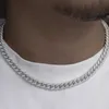 Argent massif 925 personnalisé glacé 9 mm de large ensemble 5a Cz collier de diamants chaîne à maillons cubains