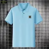 brand stone jacket polos island Summer Classic Solid Mercerized Cotton Polo Shirt Men's Short Sleeve Stone T-shirt Is land Casual Versatile10XL2324t1