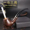 Smoking Pipes Spot One bucket, three uses, solid wood waxed, old style pipe, new product wholesale, curved ebony 9mm filtered copper pipe pot pipe