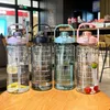 Water Bottles 2 Liters Bottle Motivational Drinking Sports With Time Marker Stickers Portable Reusable Plastic Cups 230621