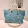 Bolsa feminina de luxo bordada à mão com pérolas para praia Grandes senhoras pequenas Mochilas de lona Mochilas de corrente Bolsas de noite OO0O 60% Factory Outlet Sale