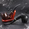 Rökande rör Hot Spot Classic Curved Ebony Circled Pipe med ebenholts 9mm filtrerat handgjorda rör