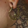 Dangle Chandelier Ancient gold Color Tree Branch Hoop Earrings Carved Metal Mushroom Tribal Drop for Women Jewelry 230621