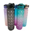 Water Bottles 1 Liter Bottle Motivational Sport Leakproof Drinking Outdoor Travel Gym Fitness Jugs For Kitchen 230621