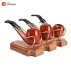 Smoking Pipes Solid wood single multi-position pipe holder creative cigarette display rack in stock cherry wood golden edge pipe holder