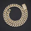 15mm 16-24inch Gold Silver Colors 3Rows CZ Cuban Chain Necklace Bracelet for Men Women Hip Hop Punk Jewelry Necklace Chains